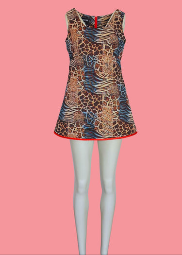 Leopard Print Tapestry Mini Mod Dress