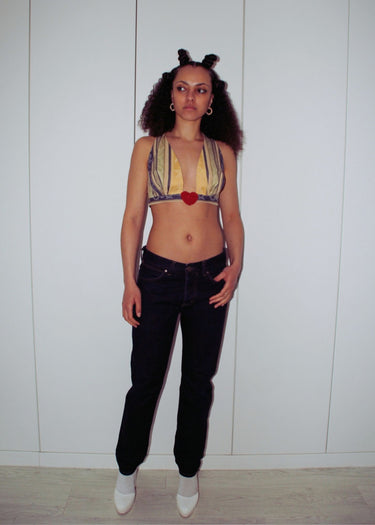 Upcycled Upholstery Rose Cropped Top