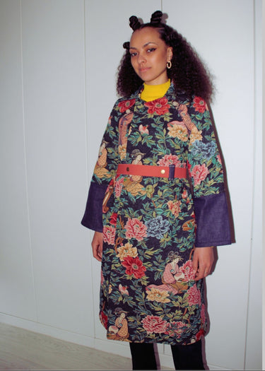 Upcycled Tapestry Trench Coat Orient Express