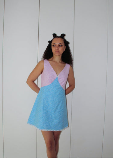 Pastel Duo Floral Festival Summer Mod Dress