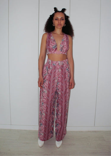 70s Retro Pink Printed Trouser CO Ord