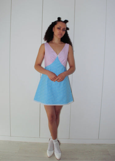 Pastel Duo Floral Festival Summer Mod Dress