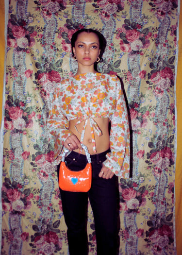 Upcycled Festival Kimono Cropped Top