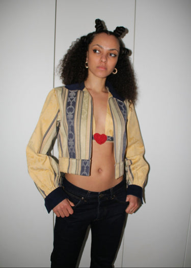 Upcycled Upholstery Rose Cropped Top