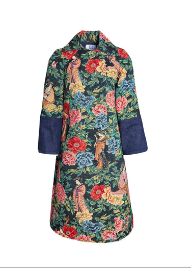Upcycled Tapestry Trench Coat Orient Express