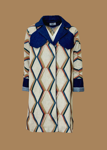 Vintage Upholstery Woven Trench Coat