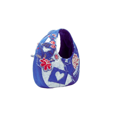 Upcycled Denim Heart Moon Bag