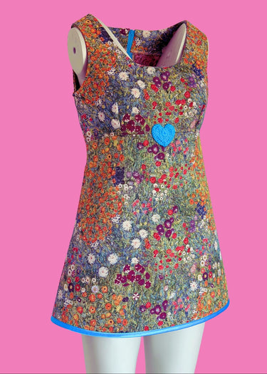 Monet Print Upcycled Tapestry Mini Mod Dress
