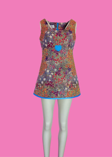 Monet Print Upcycled Tapestry Mini Mod Dress