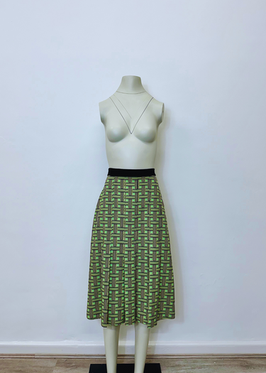 Retro High Waisted Midi Skirt