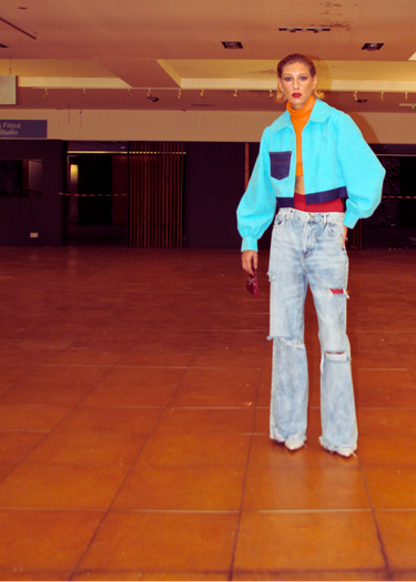 Turquoise Corduroy Upcycled x Denim Jacket