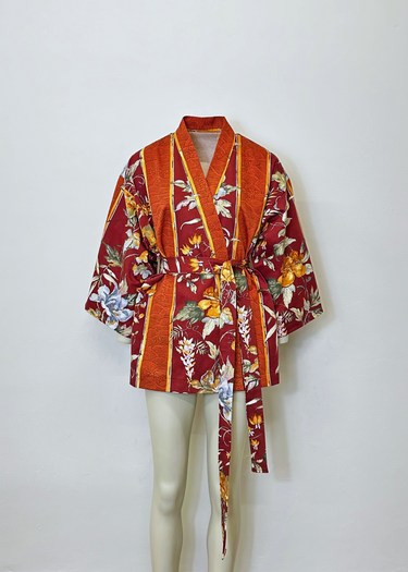 1970's Style leaf Japanese Vintage Kimono