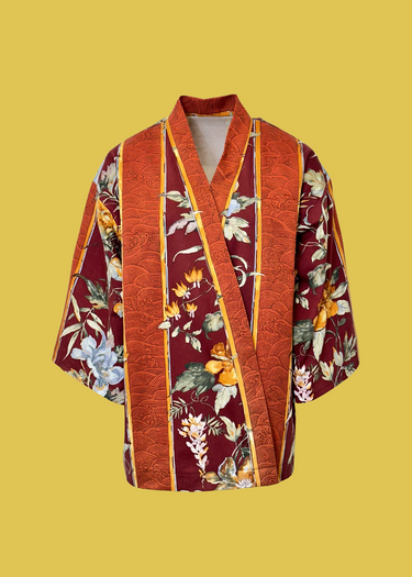 1970's Style leaf Japanese Vintage Kimono