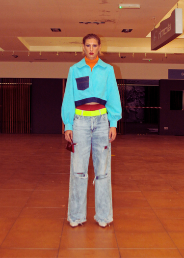 Turquoise Corduroy Upcycled x Denim Jacket