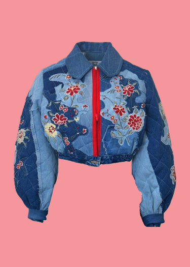 Upcycled Denim Bomber Jacket