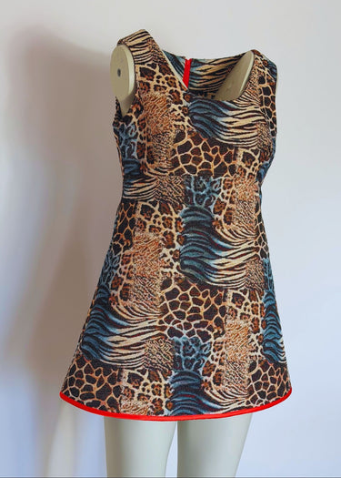 Leopard Print Tapestry Mini Mod Dress