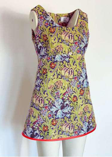 Green Printed Tapestry Mini Mod Dress