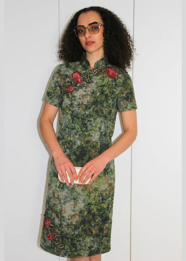 Japanese Camouflage Midi Upcycled Dress