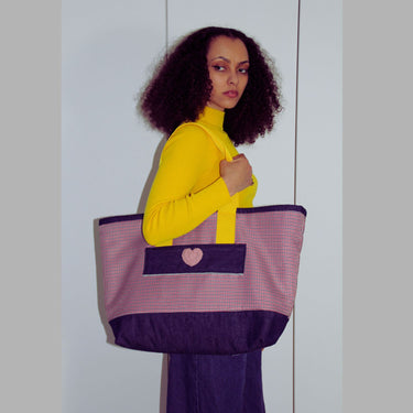 Oversized Houndstooth Tote Bag