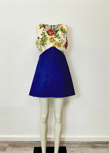 1960's Mini MOD Denim x Cotton Upcycled Dress