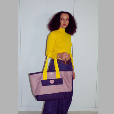 Oversized Houndstooth Tote Bag