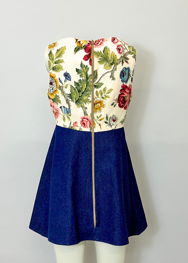 1960's Mini MOD Denim x Cotton Upcycled Dress