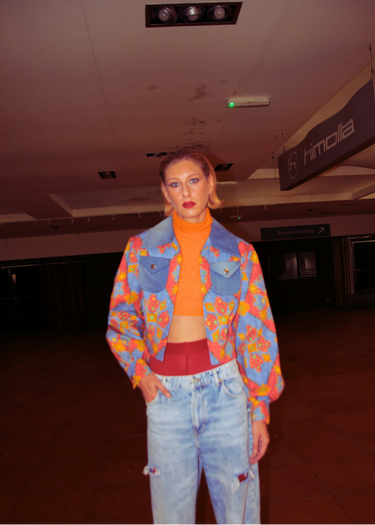 Printed Upholstery Upcycled x Denim Jacket