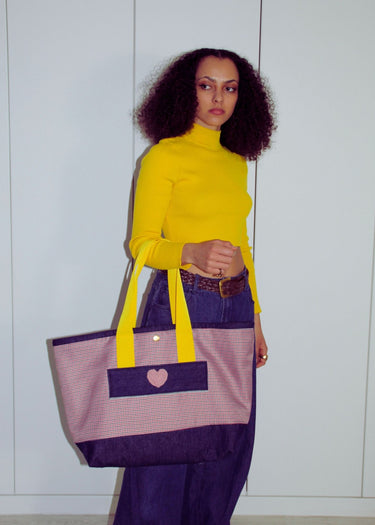 Oversized Houndstooth Tote Bag