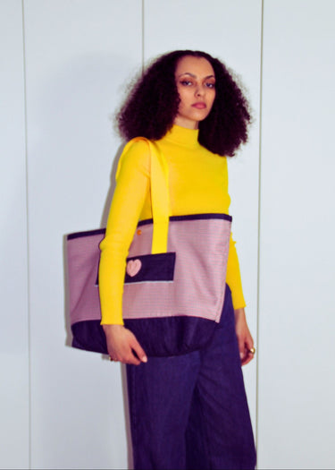 Oversized Houndstooth Tote Bag