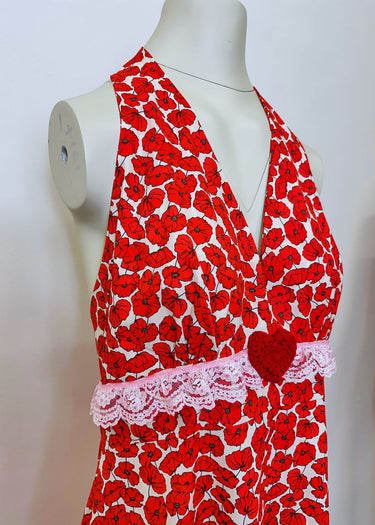 Poppy Ref Pink Print Halter Neck Maxi Dress