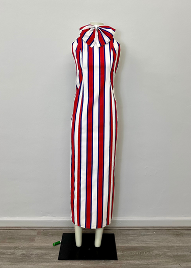 1990's French Stripped Couture Pencil Dress