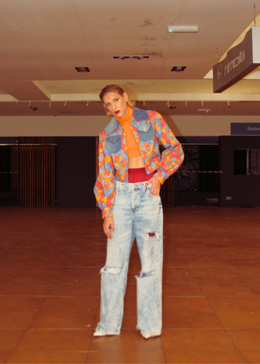 Printed Upholstery Upcycled x Denim Jacket