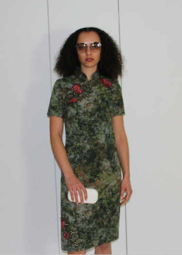 Japanese Camouflage Midi Upcycled Dress
