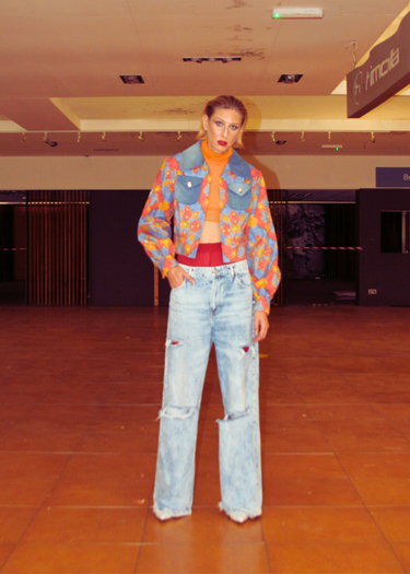 Printed Upholstery Upcycled x Denim Jacket