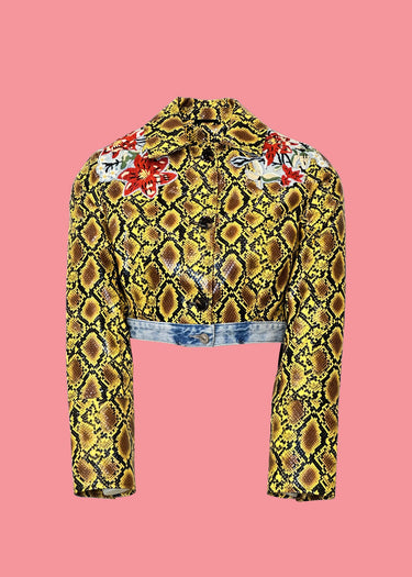 Upcycled Embroidered Faux Snake Jacket