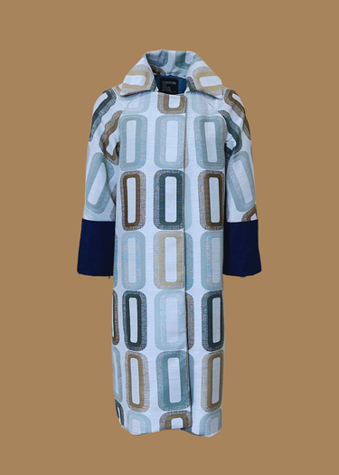 Vintage Geometric Print x Denim Upcycled Coat
