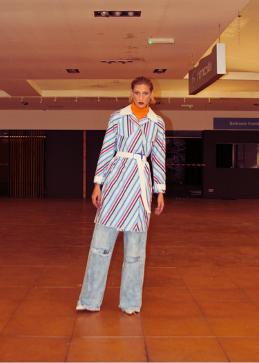 Stripped Vintage Cotton Upcycled Trench Coat