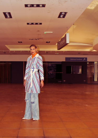 Stripped Vintage Cotton Upcycled Trench Coat