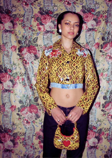 Upcycled Embroidered Faux Snake Jacket