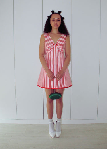 Red And White Striped Mod A Line Dress