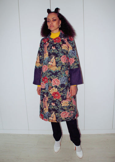 Upcycled Tapestry Trench Coat Orient Express