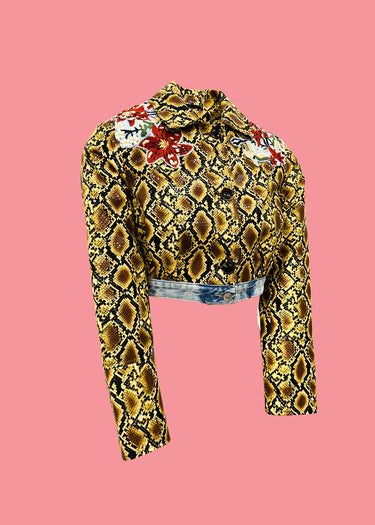 Upcycled Embroidered Faux Snake Jacket