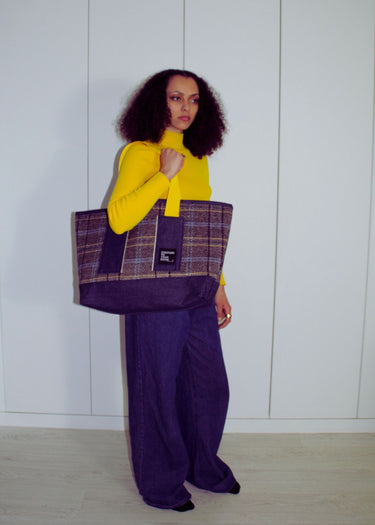 Oversized Tartan Tote Bag