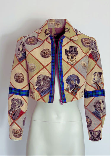 Upcycled Tapestry Dog Print Jacket