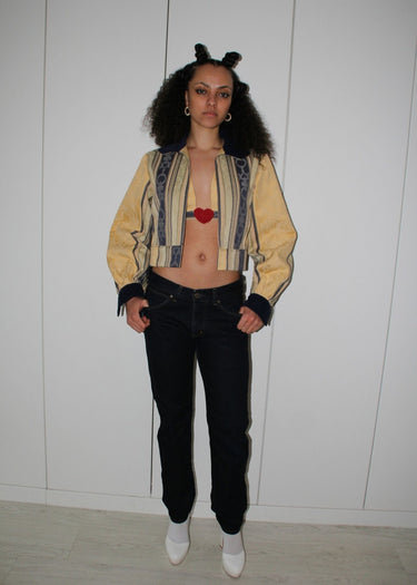 Upcycled Upholstery Rose Cropped Top
