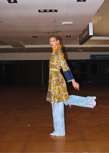 Vintage 1970's Print x Denim Upcycled Coat