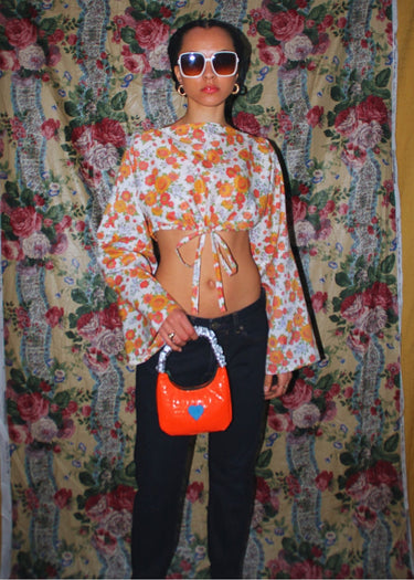 Upcycled Festival Kimono Cropped Top