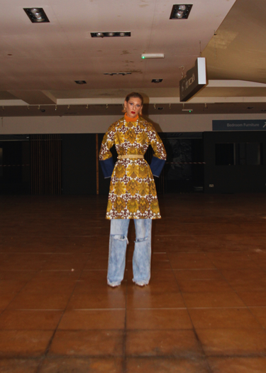 Vintage 1970's Print x Denim Upcycled Coat