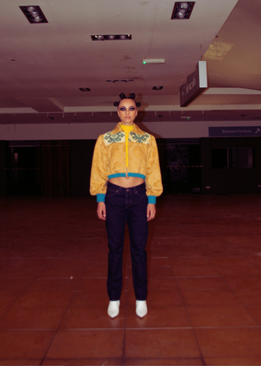 Mixed Upcycled Upholstery Bomber Jacket