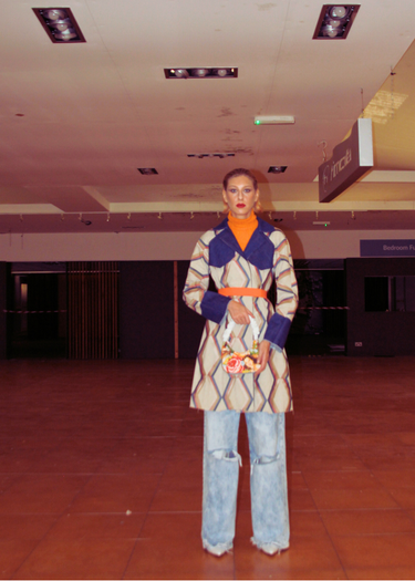 Vintage Upholstery Woven Trench Coat